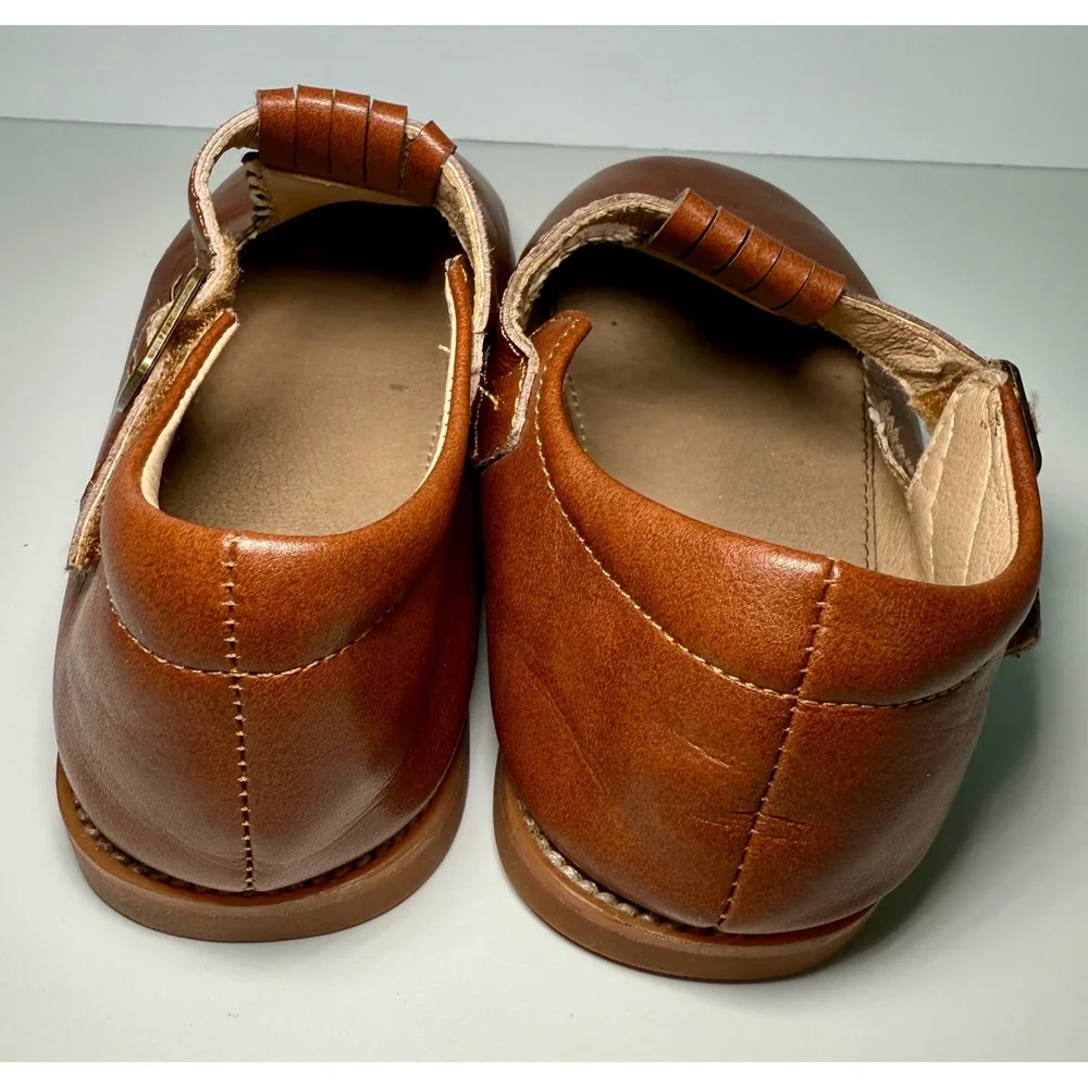 Felix & Flora Brown Leather Mary Jane T Strap‎ Shoes Kids Size 13 Toddler Buckle